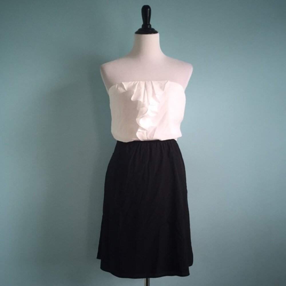 NEW Express white/black ruffle strapless dress 8 New!